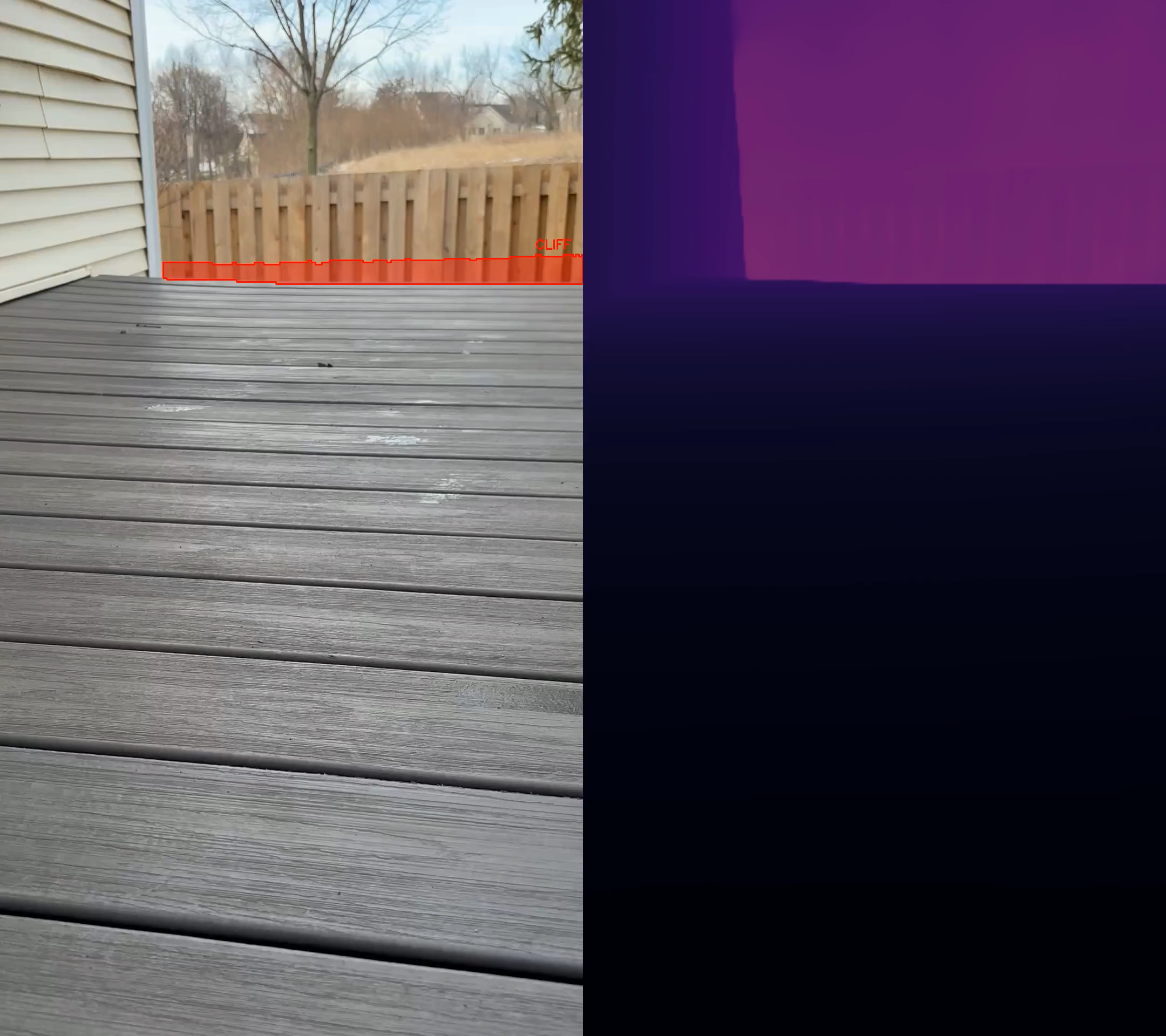 False positive: fence misidentified as cliff